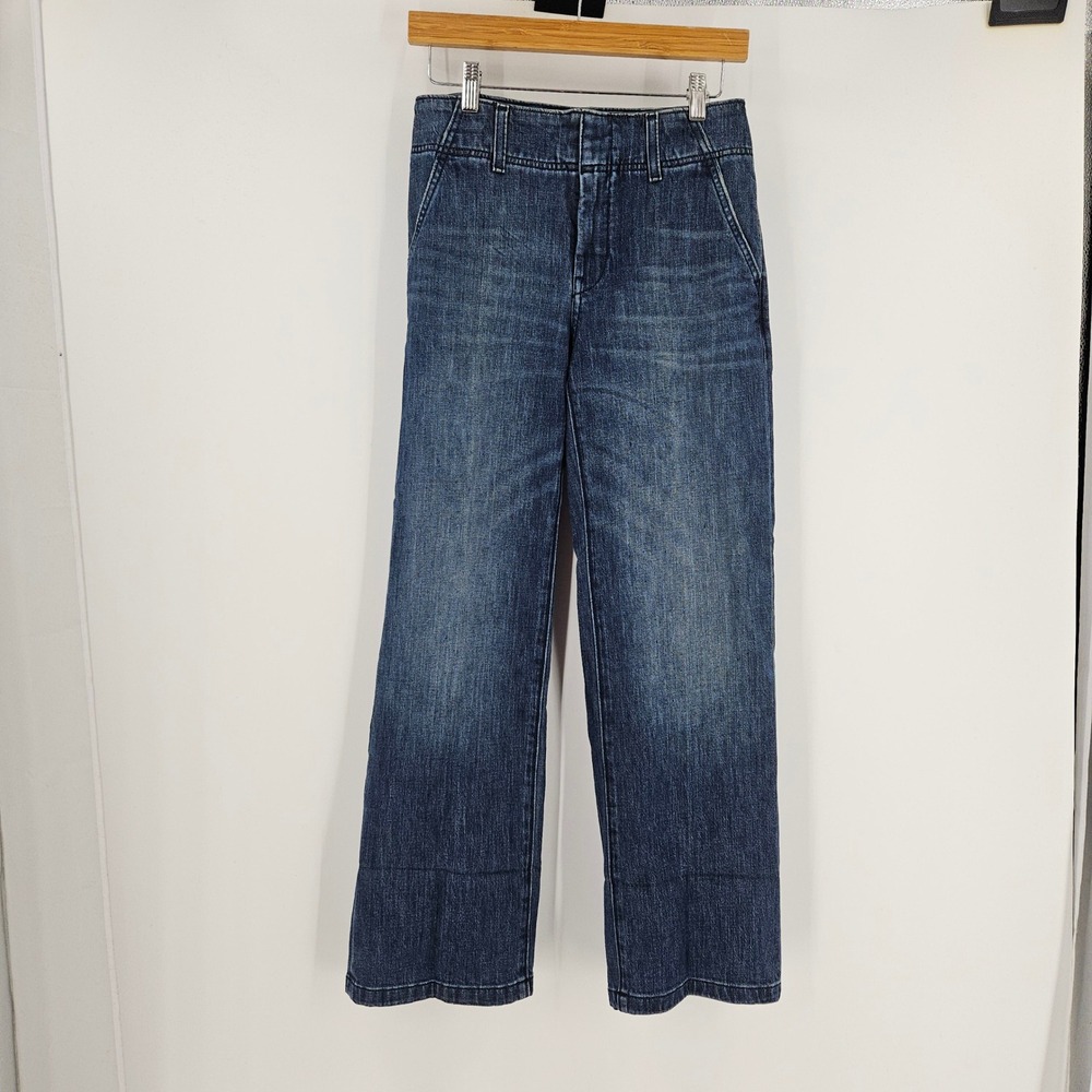 Pilcro Anthropologie Jeans Blue Medium Wash High Rise Straight Wide Petite 25P